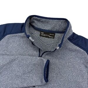 Under Armour Mens 1/4 Zip Sweater Pullover Loose ColdGear Gray Blue Size L
